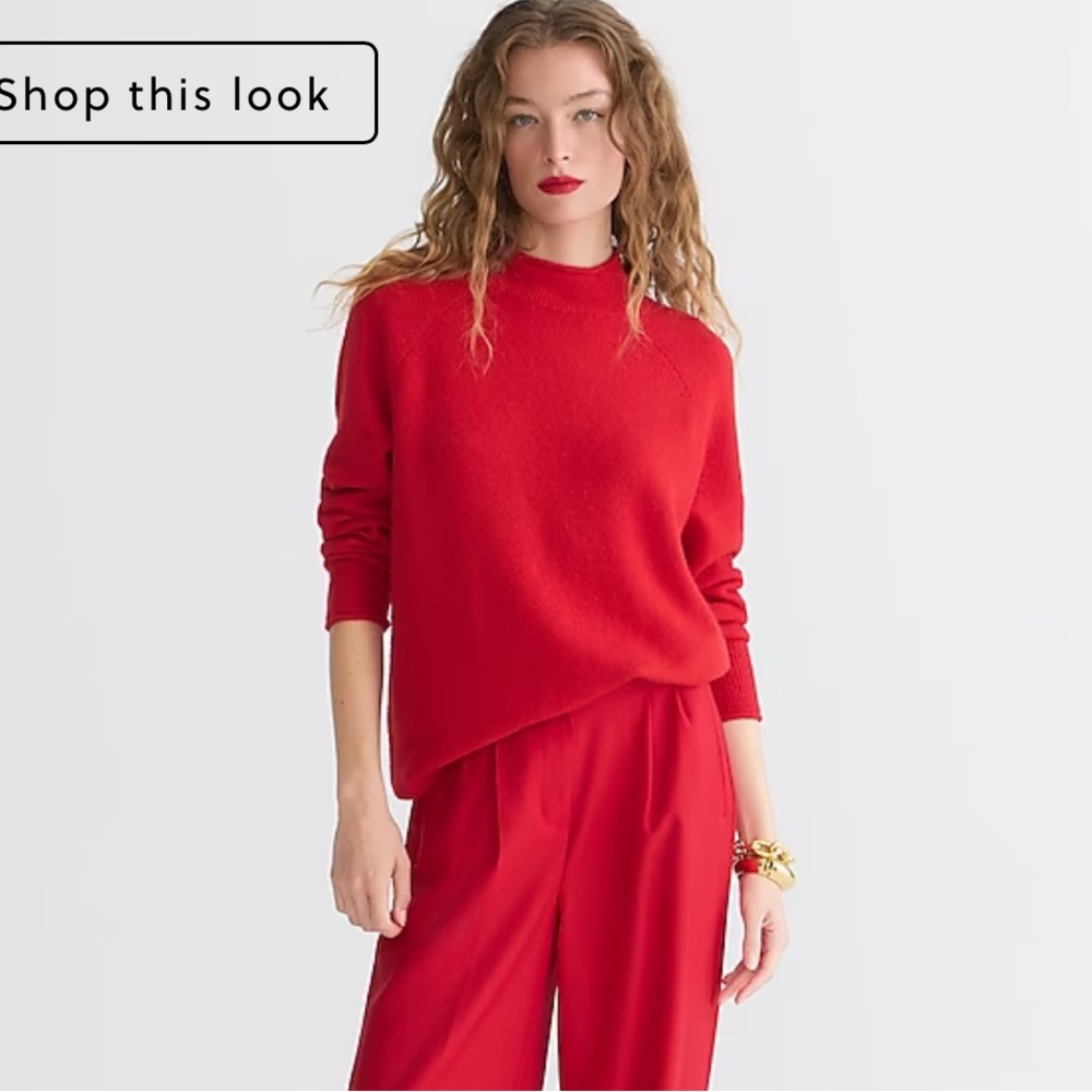 J Crew rollneck sweater, bright red